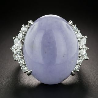 Large Lavender Jade and Diamond Ring - 2