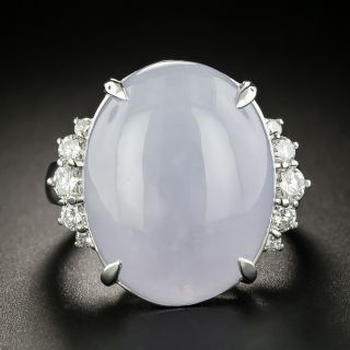 Large Natural Lavender Jade and Diamond Ring - 3