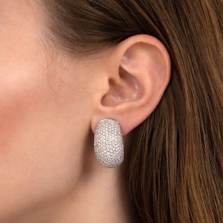 Large Pavé Diamond Half Hoop Earrings