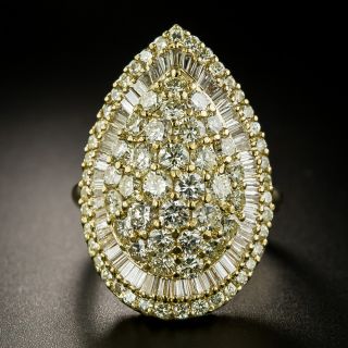 Large Pear-Shaped Baguette and Round Diamond Ring - 2