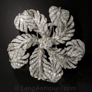 Large Platinum and Diamond Corsage Brooch - 1