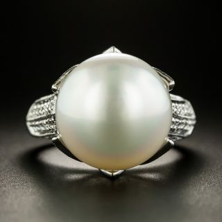 Large South Sea Pearl Pavé Diamond Ring - 3