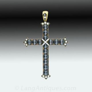 Large Victorian Banded Agate Cross Pendant - 2