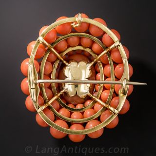 Large Victorian Coral Cluster Brooch