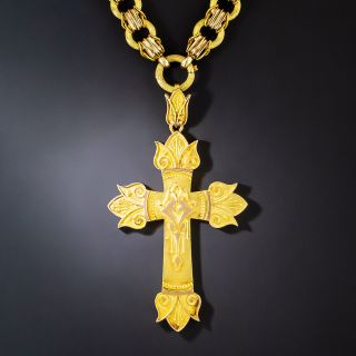 Large Victorian Cross and Chain Necklace - 2