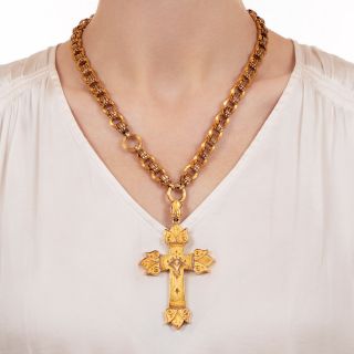 Large Victorian Cross and Chain Necklace