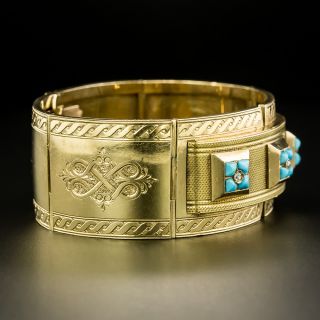 Late 19th Century French Turquoise Articulated Bangle  Bracelet