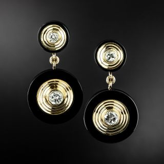 Late-20th Century Onyx and Diamond Dangle Earrings - 6