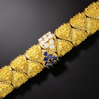 Late-20th Century Textured Sapphire and Diamond Bracelet - 2