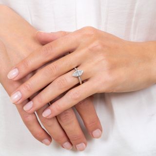 Late Art Deco 1.27 Carat Marquise Diamond Engagement Ring, GIA D VS1