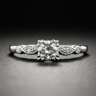 Late-Art Deco .28 Carats Diamond Platinum Engagement Ring - 1