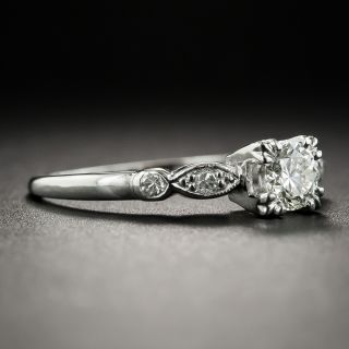 Late-Art Deco .28 Carats Diamond Platinum Engagement Ring