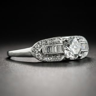 Late-Art Deco .63 Carat Diamond Platinum Engagement Ring