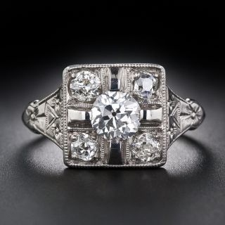 Late-Art Deco .65 Carat Diamond Engagement Ring - 6