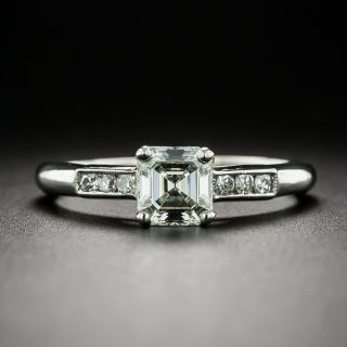 Late-Art Deco .70 Carat Square Emerald-Cut Diamond Engagement Ring - 2
