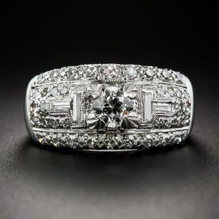 Late Art Deco Diamond and Platinum Band Ring - 1