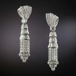 Late-Art Deco Diamond Dangle Earrings - 2