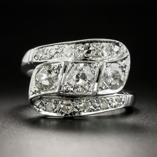 Late-Art Deco Diamond Ribbon Ring - 2