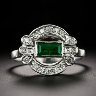 Late-Art Deco Emerald and Diamond Ring - 3