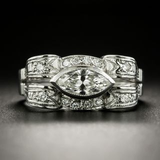 Late Art Deco/Retro Marquise Diamond Ring - 2