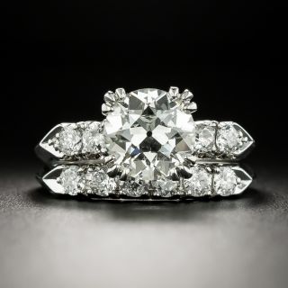 Late Deco/ Early Mid-Century 1.73 Carat Diamond Wedding Set - GIA K SI1 - 3