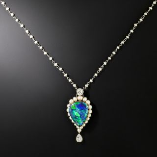 Late-Edwardian Black Opal, Pearl, and Diamond Necklace - 2