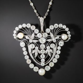 Late Edwardian Diamond and Natural Pearl  Brooch / Necklace - 1