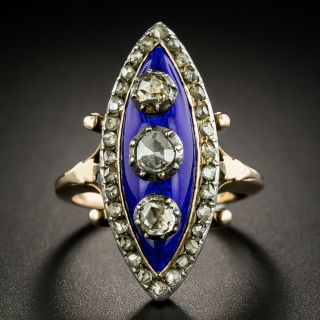 Late Georgian/Early Victorian Diamond and Enamel Dinner Ring, Size 5 1/4 - 1