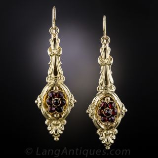 Late Georgian/Early Victorian Garnet Drop Earrings - 1