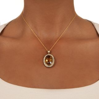 Late-Victorian Citrine and Seed Pearl Pendant
