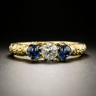 Late Victorian Diamond and Cabochon Sapphire Ring - 2