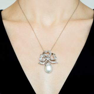 Late-Victorian/Early-Belle Epoque Diamond Bow Necklace