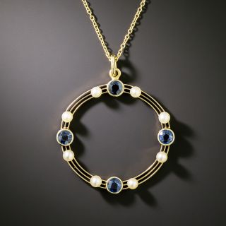 Late Victorian Sapphire and Pearl Pendant - 3