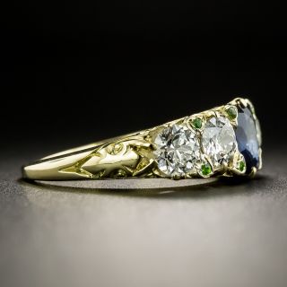 Late-Victorian Sapphire, Diamond and Demantoid Garnet Ring
