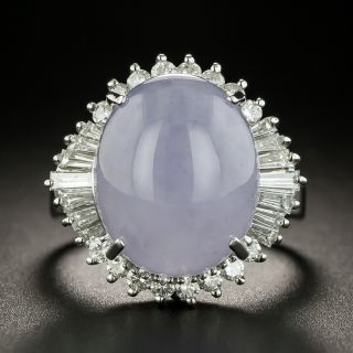 Lavender Burmese Jade and Diamond Ring - 2