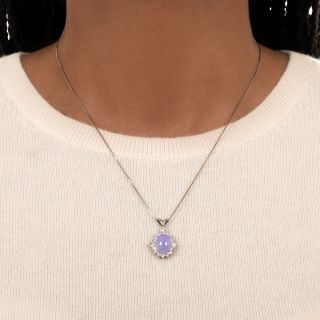 Lavender Jade and Diamond Halo Necklace