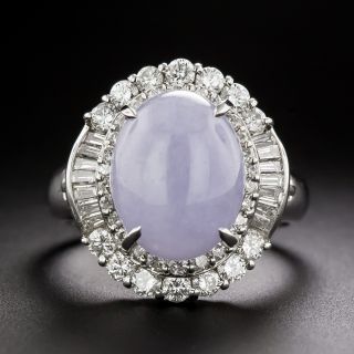 Lavender Jade and Diamond Platinum Ring - 3