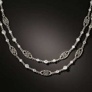 Long 8.25 Carat Diamond Platinum Chain Necklace - 1