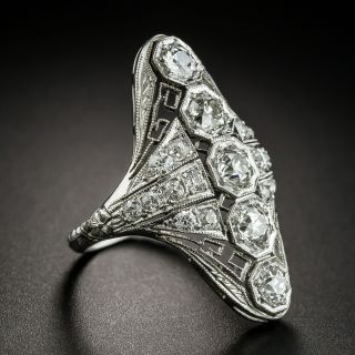 Long Art Deco Five-Stone Diamond Dinner Ring