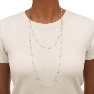 Long Diamond Station Chain Necklace