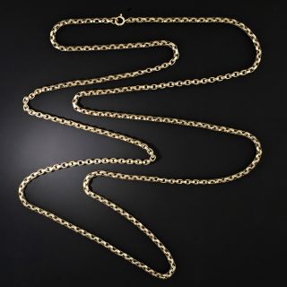 Long English Victorian Cable Chain Necklace - 2