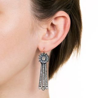 Long Vintage Diamond Dangle Day/Night Earrings