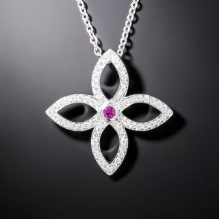 Louis Vuitton ‘Pandan Tiff Cracant’ Pink Sapphire Diamond Necklace - 2