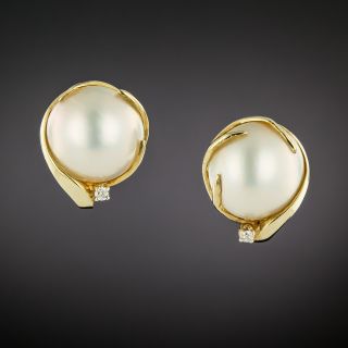 Mabe Pearl and Diamond Earrings - 2