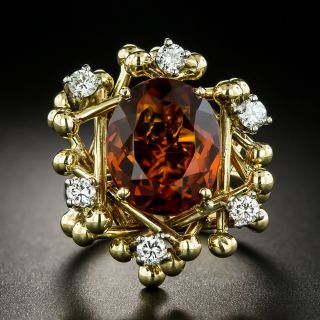 Madiera Garnet and Diamond Art Ring - 3