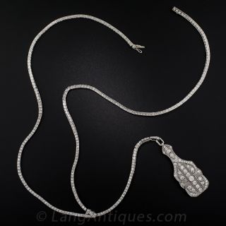 Marcus & Co. Art Deco Platinum Diamond Lorgnette Necklace - 1
