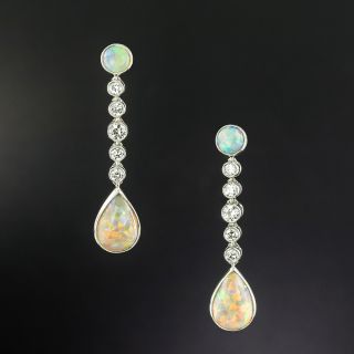'Marcus' Opal and Diamond Drop Earrings - 2
