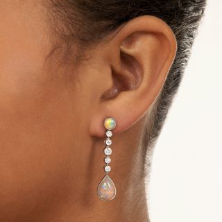 'Marcus' Opal and Diamond Drop Earrings