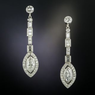 Marquise Diamond Drop Earrings - 4