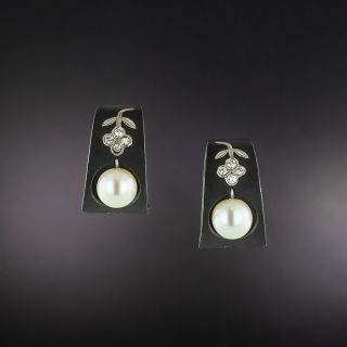 Marsh & Co. Diamond and Pearl Clip Earrings - 2